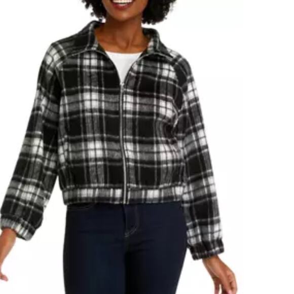 Philosophy Jackets & Blazers - Philosophy Womens M Black White Plaid Zip Front Jacket